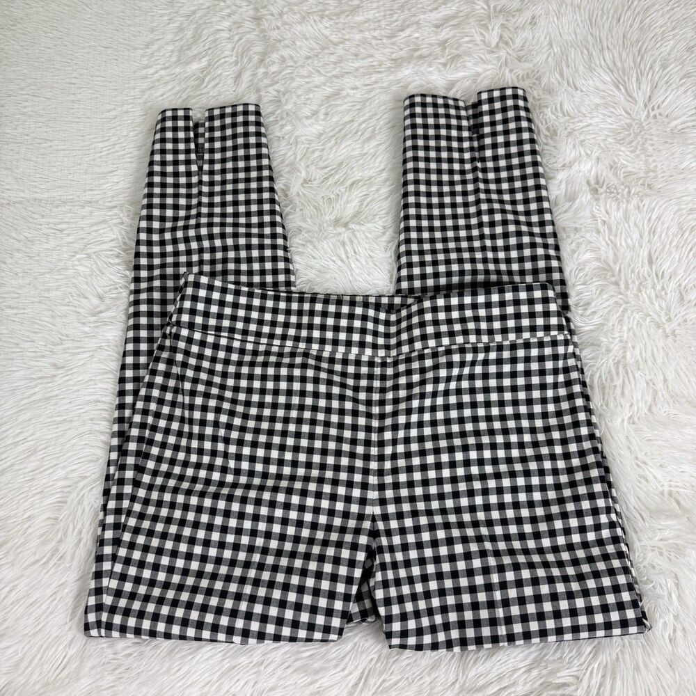 Talbots Womens Chatham Ankle Pant Black White Gingham Plaid Size 8 Casual Career